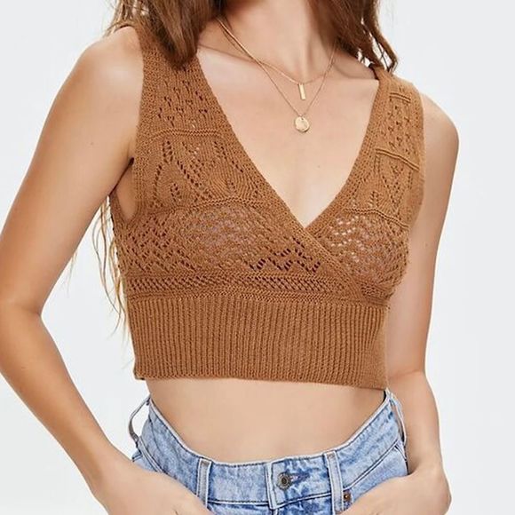 Forever 21 Tops - Nwt Forever 21 Crochet Lace-Up Crop Top
